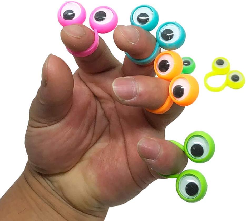 nuiOOui131-Novelty & Gag Toys, 10Pcs Funny Big Eye Finger Rings Puppets Cartoon Eyeballs Children Kids Toys - Random Color