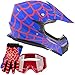 Youth Kids Offroad Gear Combo Helmet Gloves Goggles DOT Motocross ATV Dirt Bike Motorcycle Blue Spiderman - Medium