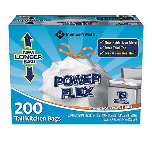 Member's Mark Power Flex Tall Kitchen Simple Fit Drawstring Bags