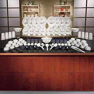 Cutting EDGE Plastic Dinner Set – 101 Pieces (Blue Floral)