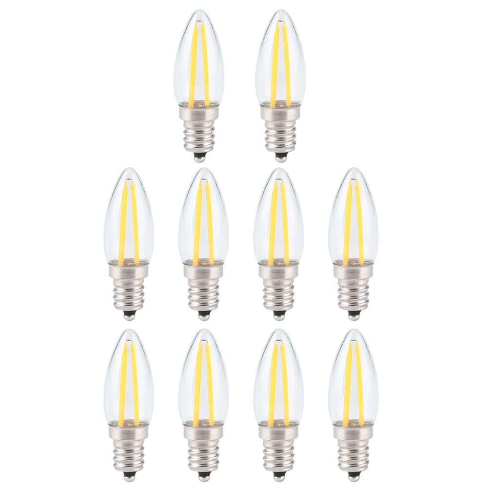 eecoo Dimmable Retro LED Filament Light Bulb, E12 1.5W AC230V Warm White Eye-protection LED Bulbs, High-brightness Long Filament Design, for Home Car Lighting Christmas Home Decorative (10Pcs)