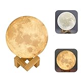 Night Light 3D Printing Moon Lamp, Accmor Rechargeable Lunar Night Light, Two Tone Dimmable Touch Control Brightness, Diameter 4.7 inch