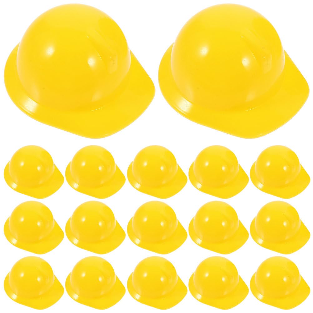 Gadpiparty 30pcs Miniature Construction Hat Models Safety Helmets Doll Decor Pet Hats Cake Toppers Party Accessories