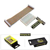 KEYESTUDIO GPIO Breakout Kit for Raspberry Pi - Assembled Pi Breakout + Rainbow Ribbon Cable + 400 Tie Points Solderless Breadboard