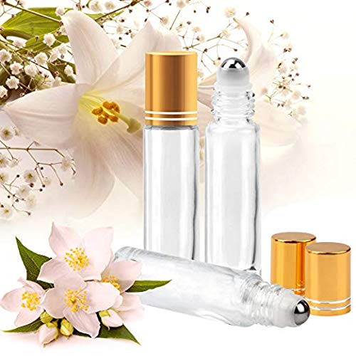 image for Essential Oil Roller Bottles, KAMOTA 24 Pack 10 ml Clear Glass Roller 