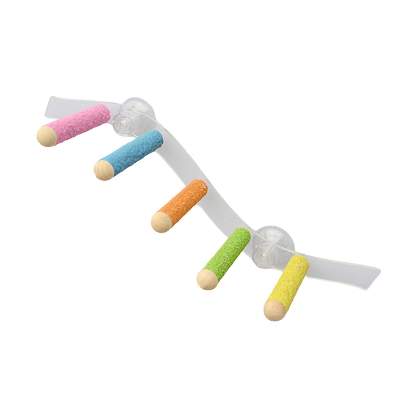 kowaku Suction Cup Wood Perch Toy Window and Shower Perch Toys Cage Accessories Parrot Playstand for Cockatiel Lovebird Budgie, style A