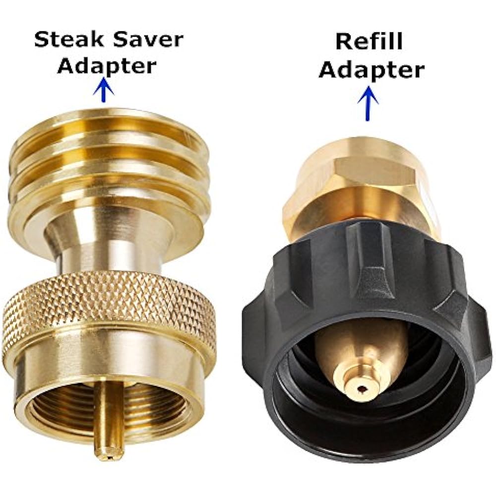 1 LB Propane Adapter Set Refill & Steak Saver Gas Grill Universal