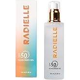 Radielle SPF 50 Sunscreen Gel, Clear, Lightweight Formula with Green Tea, Aloe Vera, Carrot Seed Extract, 3.38 oz