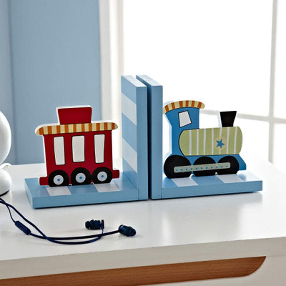 Red Bookends Decor Solid Wood Chow Chow Train Bookend Kids