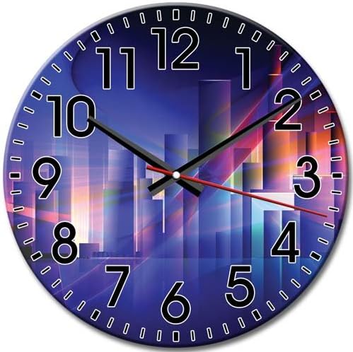 Arabic Numbers Silent Fireworks Pattern Round Wall Clock Frameless Quartz 10 Inch / 25 cm Diameter