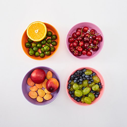 image for HM-tech 4pcs Bamboo Kids Bowls (20 fl oz) for Baby Feeding, Non Toxic 