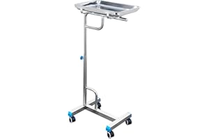 Stainless Steel Mobile Mayo Tray Stand Trolley, 23.5"-47.2" Height Adjustable, for Lab, Clinic, Beauty, Salon(45x35x(85-120) 