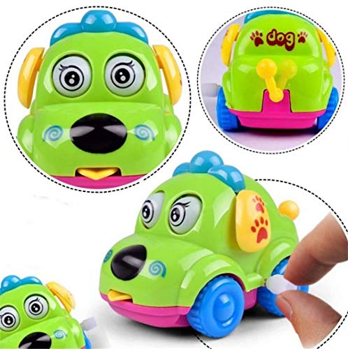CARDEON 1Pc Cute Cartoon Animal Dog Wind Up Toys Running Car Clockwork Classic Toy Newborn Spring Toy Random Color