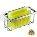 Home Intuition Chrome Kitchen Sink Caddy and Sponge Holder and Strong Suction Attachment