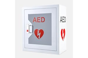 AED Defibrillator Wall Mount Storage Cabinet, CMXIKJ Stainless Steel AED Cabinet with Snap Lock, fits All Brands Cardiac Science for Home, Office, Hospital and Public Places, 14.1 x 7 x 15.7 Inch