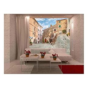 Beautiful Corner of The Old Italian Town - Removable Wall Mural | Self-Adhesive Large Wallpaper - 66x96 inches