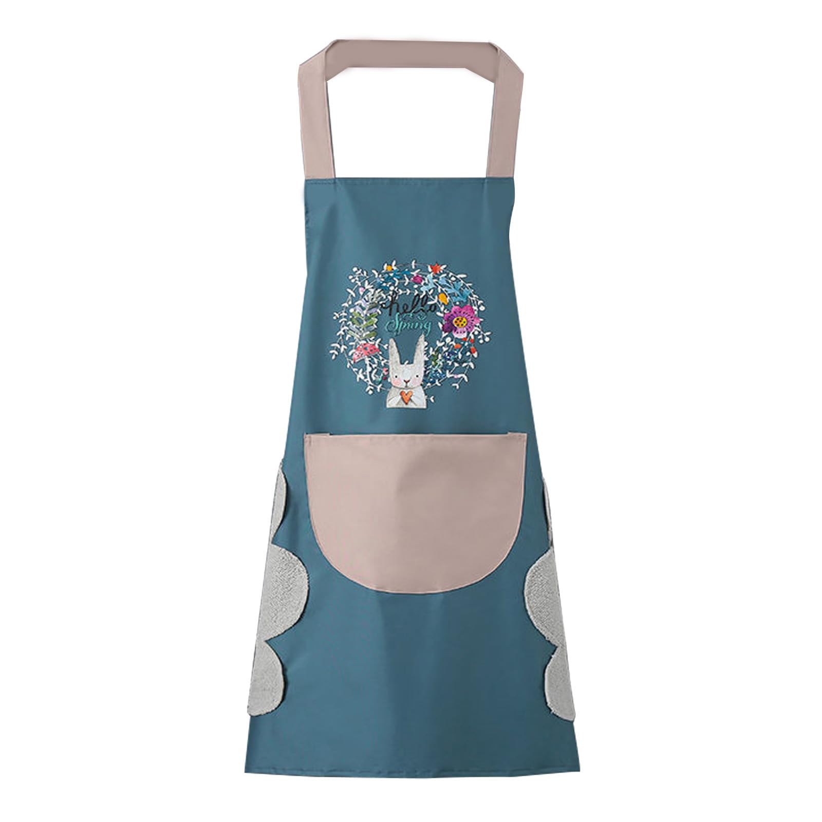 DILLMAN Women Kitchen Apron with Hand Wipe Pockets Big Pocket,Hand-wiping, Waterproof for Cooking Baking, Blue, Large — image 1