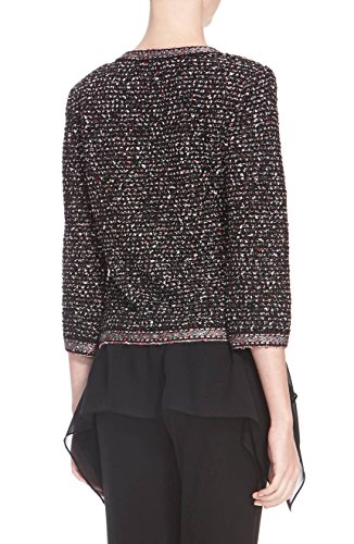 St. John Women's Medium Boxy Metallic Tweed Jacket Black M