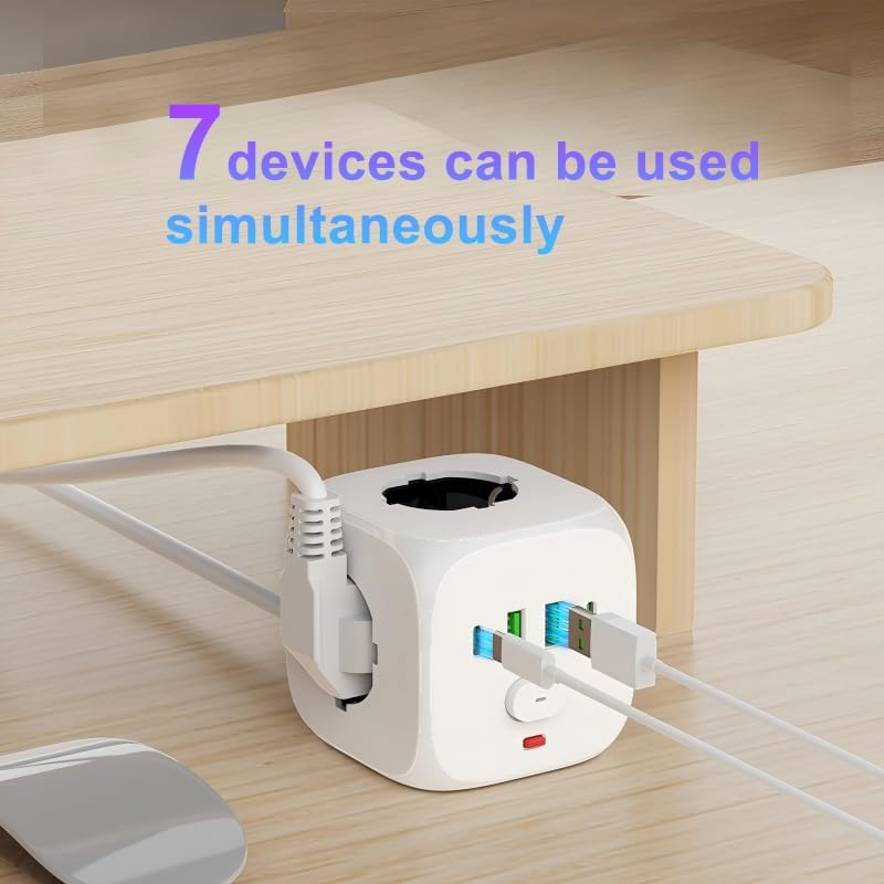 Ciabatta Elettrica Multipresa con USB,Multipresa Cubo a 3 Prese Schuko