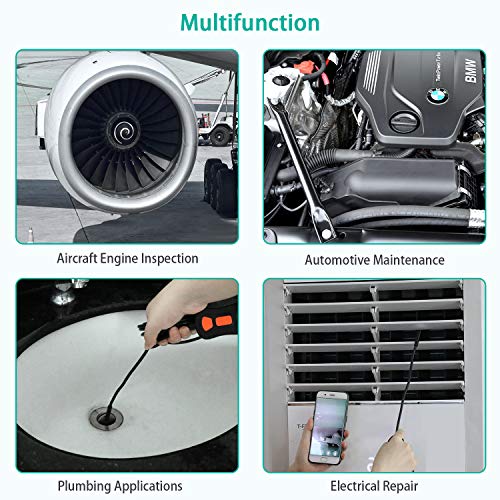 Oiiwak Wireless Endoscope Dual Lens Inspection Camera[2020 New Model], HD WiFi Borescope for iPhone Android Waterproof Semi-Rigid Snake Camera with Light(3.5m/11ft) - Thumbnail 6
