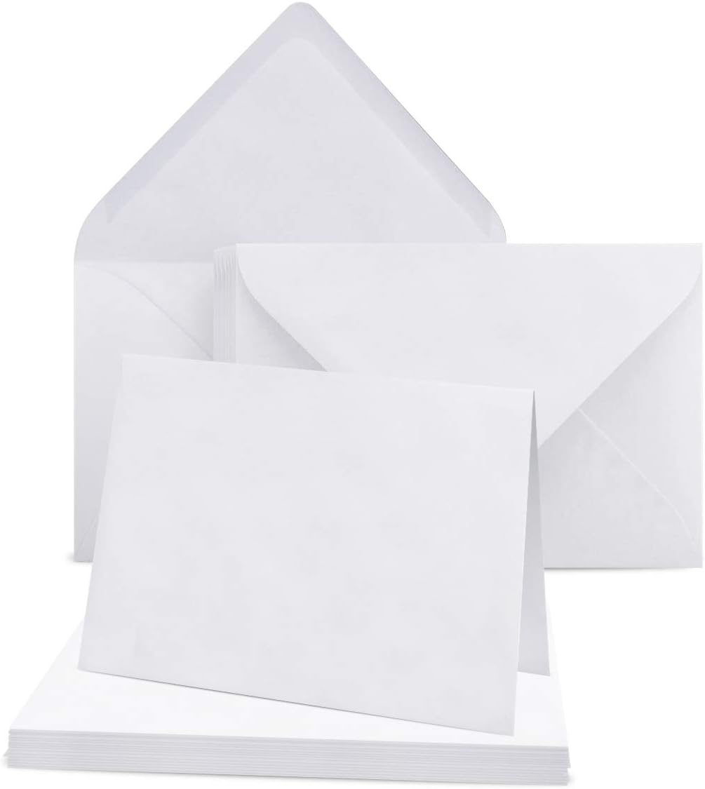 Glüxx Agent 50 double cards set DIN A6 white, 14.8 x 21.0 cm open, 240 g/m² with envelopes DIN C6-11.3 x 16.0 cm