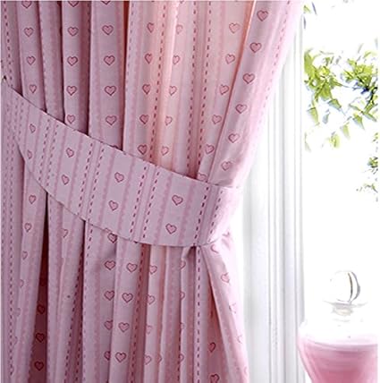 Girls Baby Pink Love Heart Bedroom Curtains 72s Amazon Co Uk