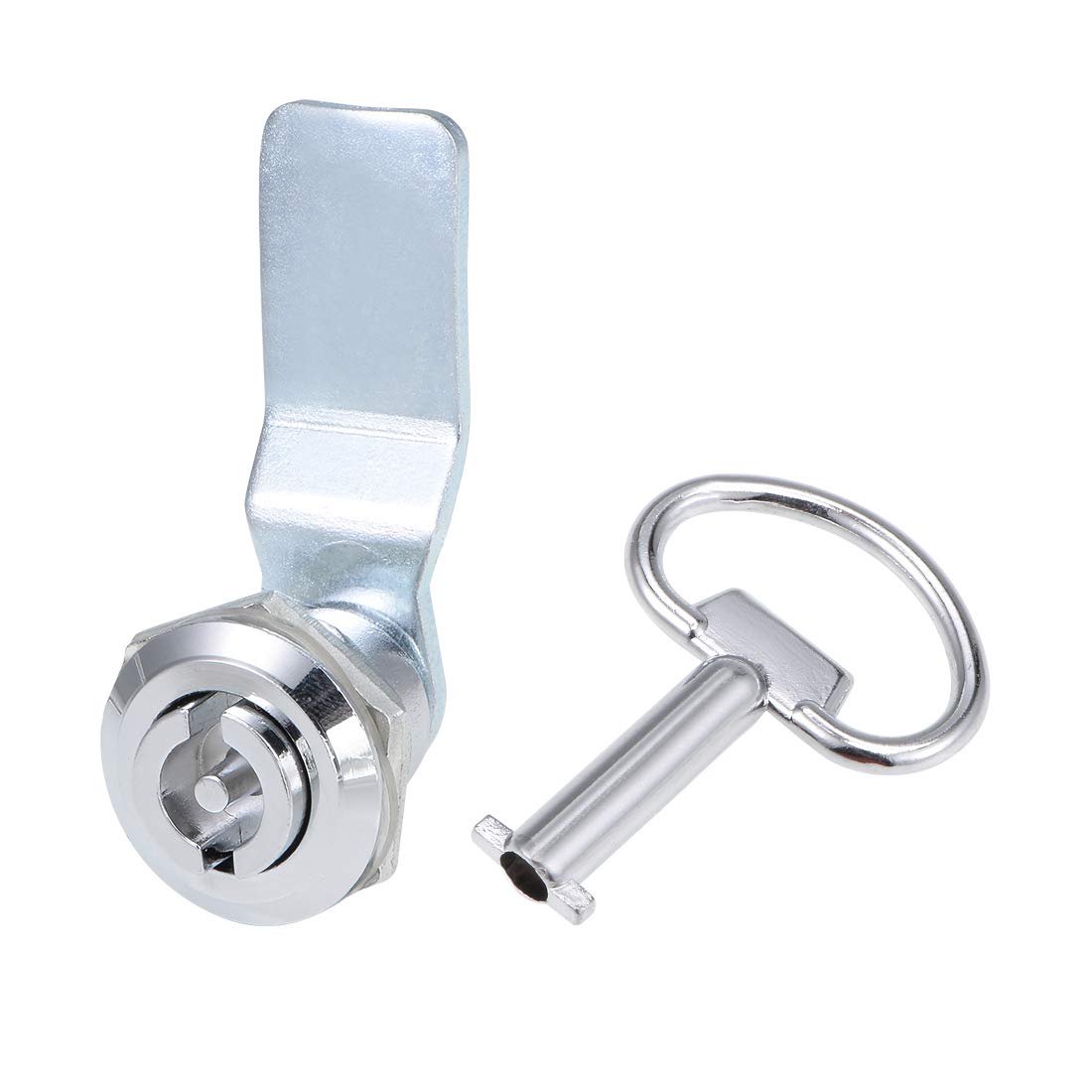 sourcing map Tubular Cam Lock, 18mm Cylinder Long Bent Cam, Fits Up to 1/4-inch Thick Panel Slotted Key
