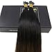 [Farewell] Sunny I Tip Hair Extensions Human Hair Black Brown Ombre I Tip Real Human Hair Extensions Natural Black Ombre Dark Brown Human Hair I Tips Extensions 100Strands 50G/Pack 14inch