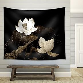 Abstract of Brown Lotus for Background Used - Fabric Wall Tapestry Home Decor - 51x60 inches