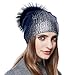 Winter Beanie Hats for Women Real Fur Pom Pom Slouchy Beanies Bobble Ski Cap
