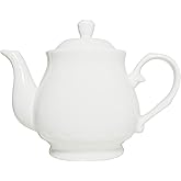 White Porcelain Teapot 400ml,Small Ceramic Tea Pot (14oz) | Individual Coffee Tea Milk Water Pot Gooseneck Spout Lotus Design Insulation Built-in Filter Holes Home Office Little Kettle