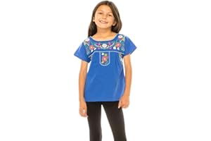 unik Traditional Puebla Mexican Youth Girl Embroidered Blouse size 4-14