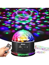 Party Lights DJ Disco Ball lights - SOLMORE Sound Activated RGB LED Stage Lights DJ Lights Crystal Rotating Magic Strobe Light MP3 Play for Xmas Home Wedding Dance Club Show AC 90-240V (with Remote)