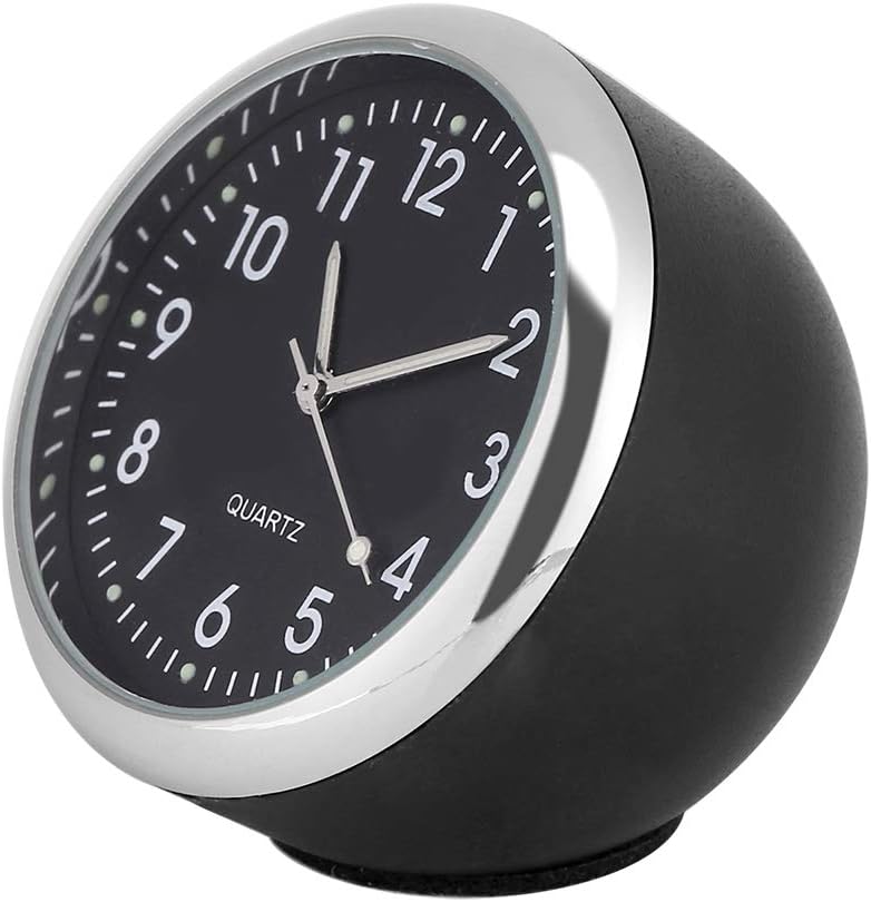 Fdit Classic Small Round Table Onboard Quartz Clock with Luminated Light for Car Dashboard
