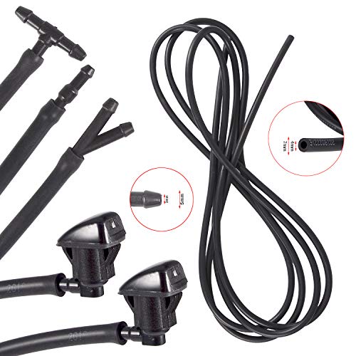 BingSnow 2 Pcs Windshield Washer Squirter Nozzle Spray for Toyota Tundra, Toyota Solara, Toyota Sienna, Toyota Corolla and 3 Meters Fluid Hose with 3 Pcs Connector, Replace OEM # 85381AE020 - Thumbnail 3