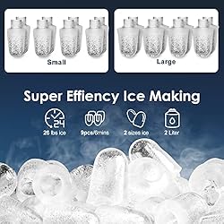 Euhomy Ice Maker Machine Countertop, 26 lbs/24H, 9