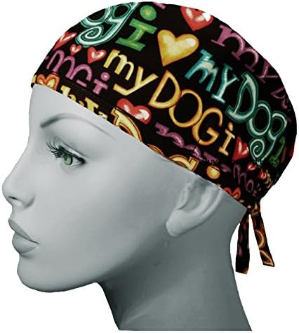 Scrub Cap I Love My Dog Fun Pet Veterinarian Surgical Hat for Men or Women