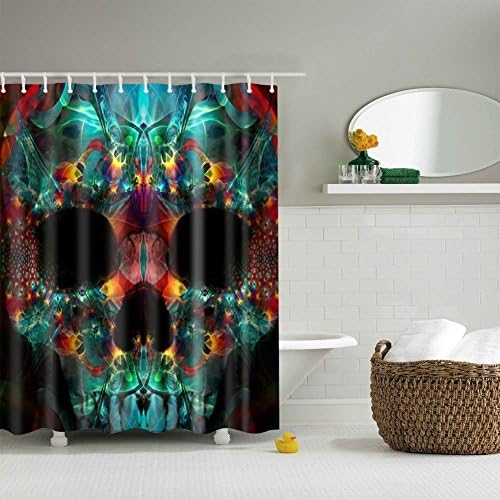 Eovsea New Polyester Bathroom Cool Abstract Skull Waterproof Shower Curtain 60x72 Inch