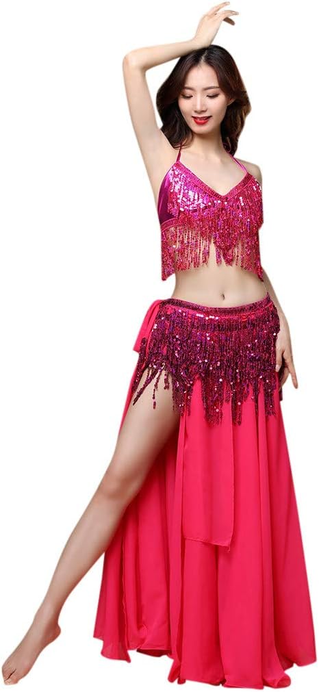 Women Sequins Tassels Bead Scarf Skirt Belly Dance Costume Belt Skirt Hip Wrap Outfit Skirt