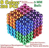 aBrilliantLife 5MM 216 Pieces Cube Magnetic Cube Toys Sculpture Building Magnetic Blocks Magnets Cube Gift for Intellectual Development -Office Toy Stress Relief Gifts for Teens and Adult-Sliver