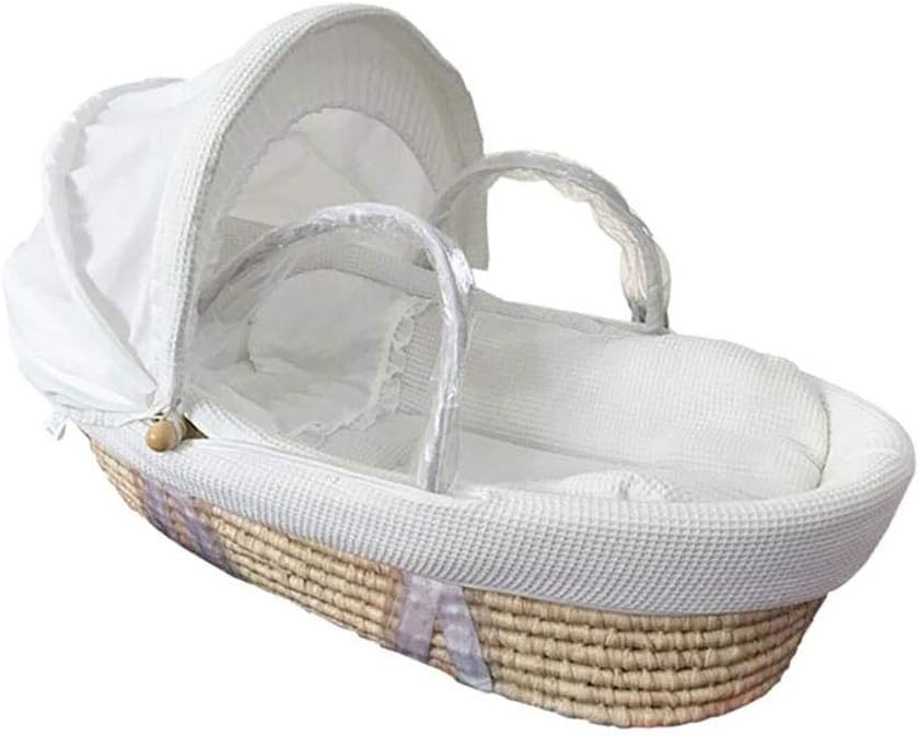 GUTYRE Yellow Cornskin Weave Padded Moses Basket with Adjustable Awning and Many Other Accessories