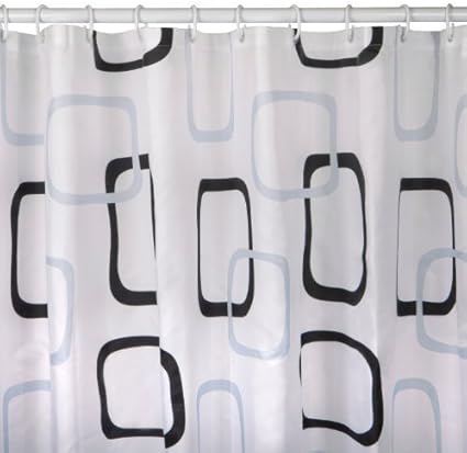 White Fabric Shower Curtain With Rings 180 X 200 Cm Extra Long