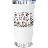 CHOANG Teacher Appreciation Gifts for Women - Insulated Tumbler 20 oz, Stainless Steel Floral Cup - Valentine’s Day Gift, Thank You Birthday Gift for Teacher, Principal, Professor, Mom, Wife, Sister