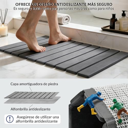 TQHVAF 2 Piezas,Tapete de Baño de Piedra de Diatomita,Tapete Ultra Absorbente de Diatomita,Tapete para Baño Antiderrapante,Secado Rápido y Fácil de Limpiar,Tapete Absorbente Aptas para Cocinas y Baños