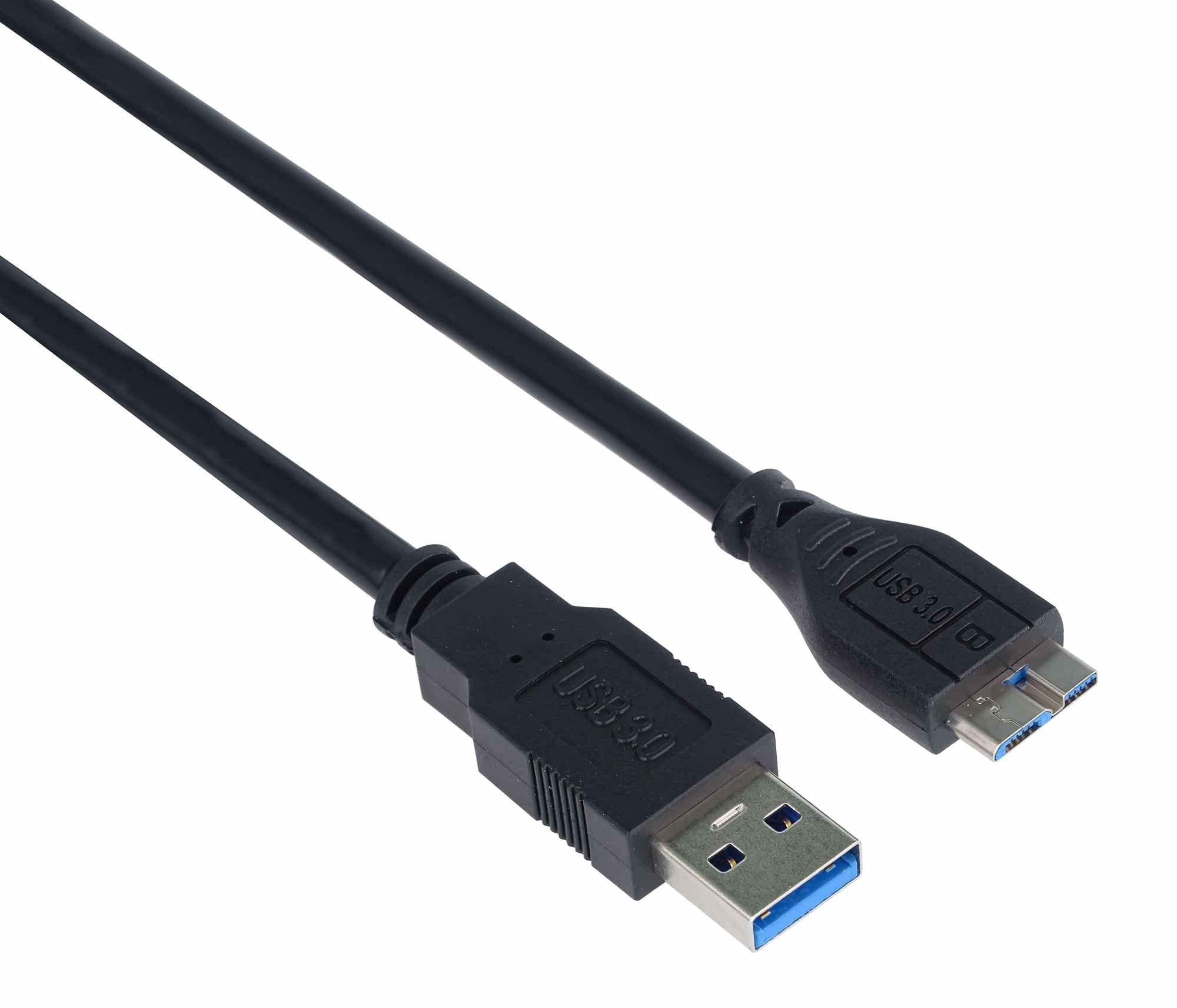 PremiumCord USB 3.0 to Micro USB Type B Connection Cable 2 m, Data Cable SuperSpeed up to 5 Gbit/s, USB 3.0 Type A Male to Micro USB Type B Male, Colour Black, Length 2 m