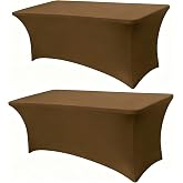 Lemict 6FT Coffee Table Cloth - 2 Pack Fitted Stretch Rectangle Spandex Tablecloth, Washable Table Cover for Party, Picnic, Wedding, Banquet, Birthday and Festival(30" x 72")