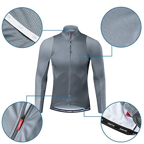 image for Santic Cycling Jersey Men's Long Sleeve Tops Mountain Bike Shirts Bicy