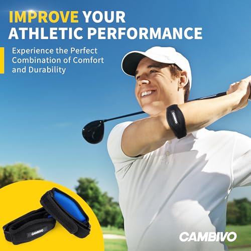 CAMBIVO 2 Pieces Adjustable Epicondylitis Elbow Brace Epicondylitis Elbow Brace Epicondylitis Band with EVA Pad for Tennis Elbow, Relieve Tendonitis and Arthritis, Fitness