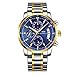 KASHIDUN Men's Watches Luxury Sports Casual Quartz Wristwatches Waterproof Chronograph Calendar Date Stainless Steel Band Blue Color