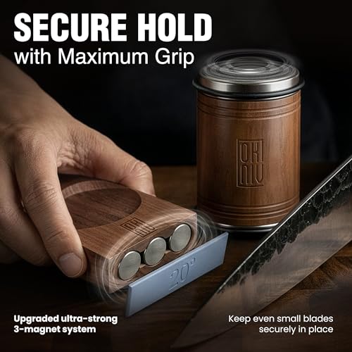 Pro Edition Okniv Rolling Knife Sharpener UK – Durable Knife Sharpening System – for All Blade Types – Diamond & Ceramic Honing Discs – Easy to Use at Home or Professionally